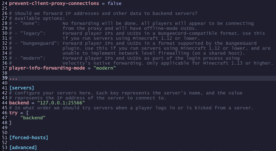 A configured velocity.toml file